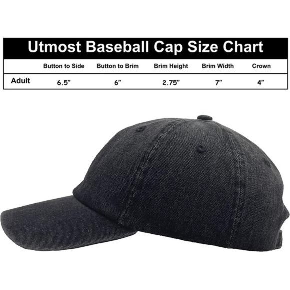 UNISEX Classic Low Profile Cotton Baseball Cap Denim Black - Picture 3 of 3